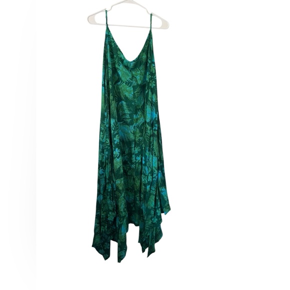 Green Tropical Print Dress - Picture 1 of 6